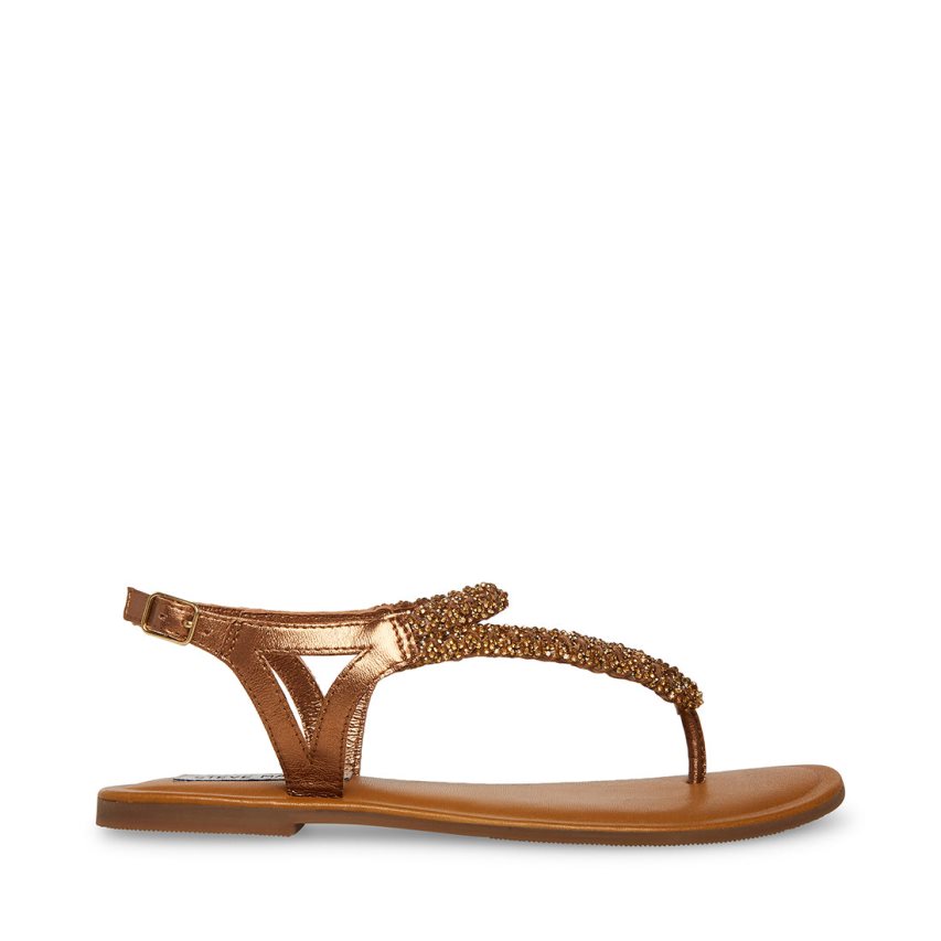 Gold Steve Madden Sydney-r Women\'s Flat Sandals | PH 7053PWO